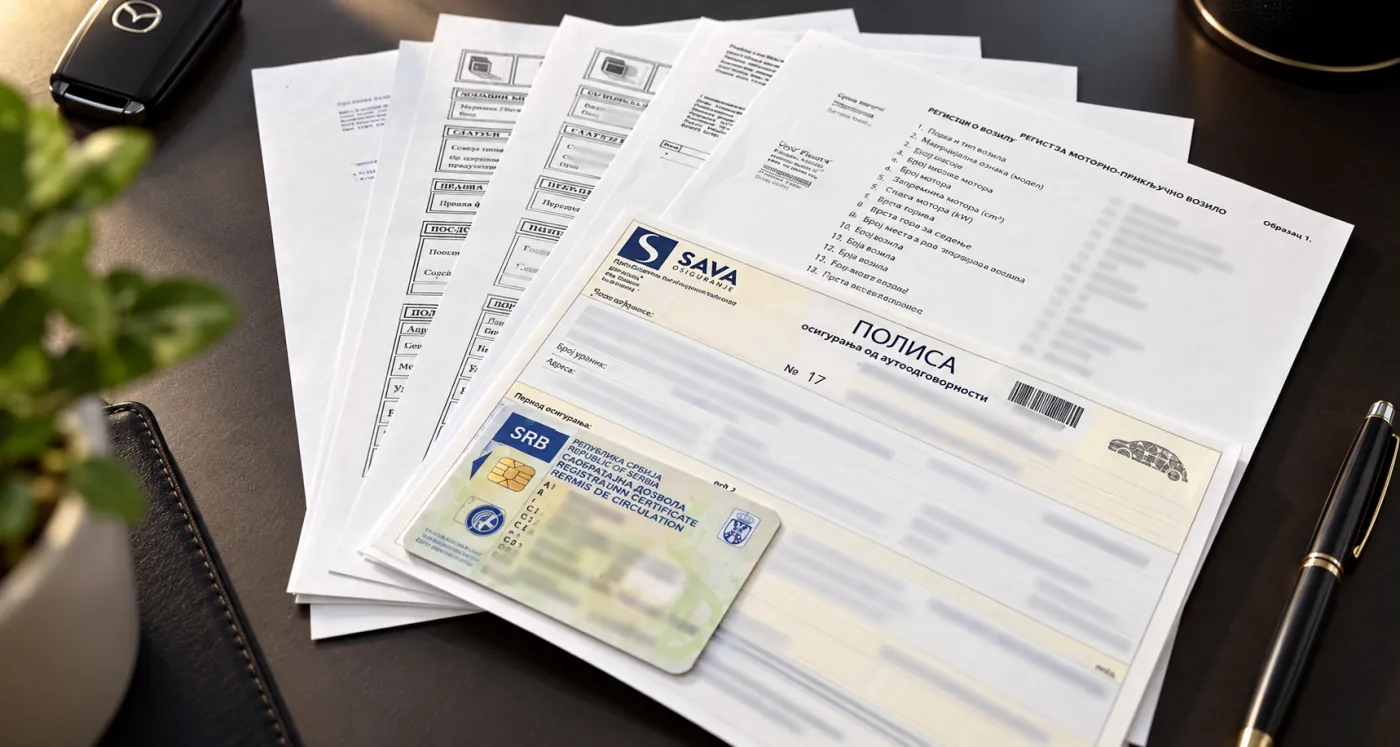 Dokumenta pripremljena za registraciju vozila: polisa, registracioni list i saobraćajna dozvola